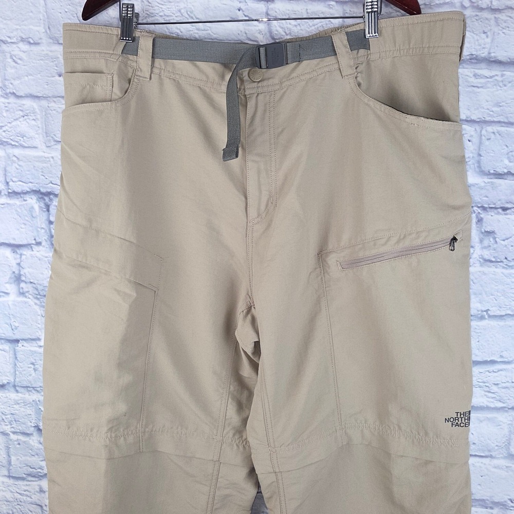 The North Face Men Convertible Hiking‎ Pants Khaki Tan Zip Off Cargo Outdoor 2XL